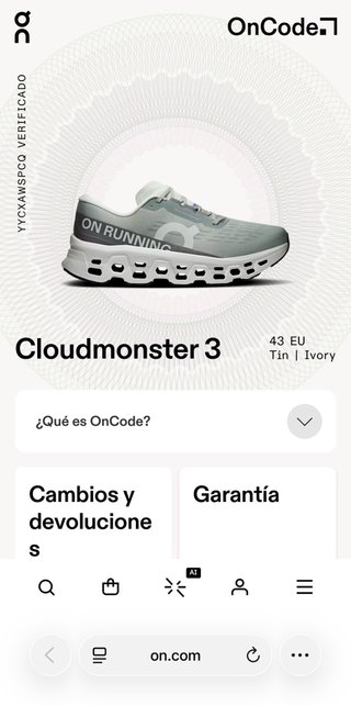 Zapatillas On Cloudmonster 3 Gris/Blanco