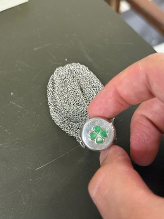 Monedero Plata Ley 925 Trébol Verde 36gr.