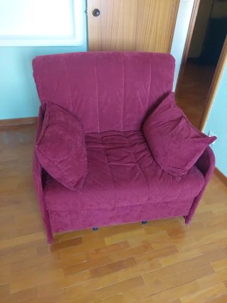 Sillón Cama Rojo Terciopelo