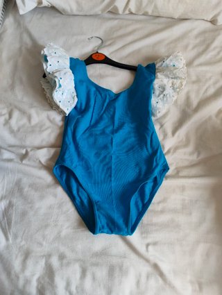 Traje Flamenca Niña Azul y Blanco