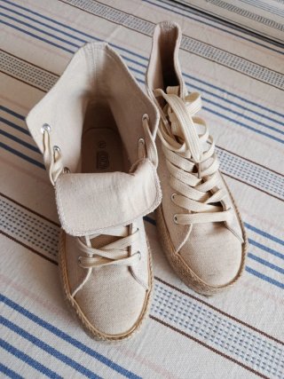Zapatillas altas Bosanova rafia beige