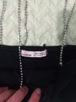 Top Pull&Bear Negro con Cadena Plata Talla M