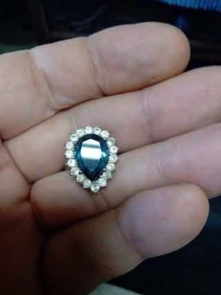 Anillo Plata Antigua Piedra Azul Circonitas