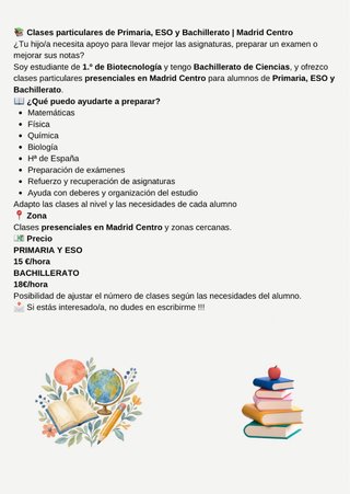 Clases particulares de Primaria, ESO y Bachiller