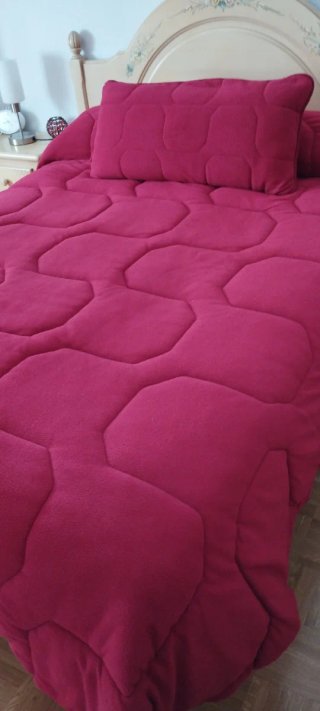 Edredón reversible rosa/rojo