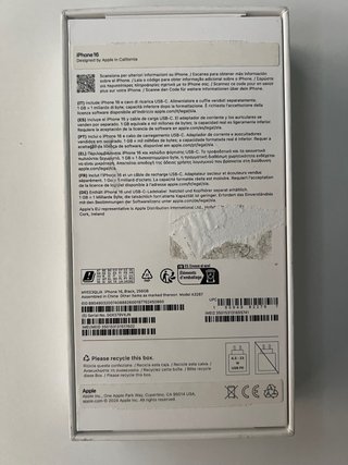 iPhone 16 - 256 GB - Negro (Nuevo a estrenar)