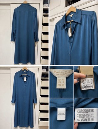 Vestido largo azul Massimo Dutti