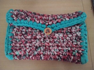 Bolso artesanal trapillo multicolor botón