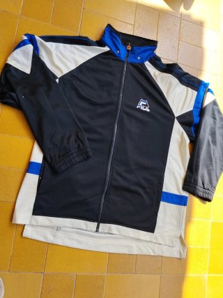 Sudadera Retro Fila Negra, Blanca y Azul