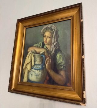Antico quadro donna con brocca