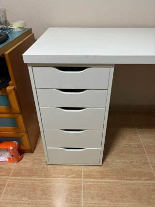 Mesa escritorio grande blanca con cajonera 2metros