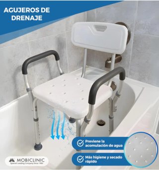 Silla de ducha con respaldo y brazos