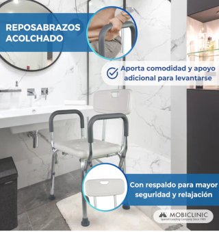 Silla de ducha con respaldo y brazos