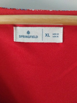 Vestido Springfield estampado rojo Talla XL