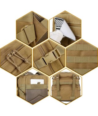 Mochilas Tácticas Militares 45L Beige y Negra