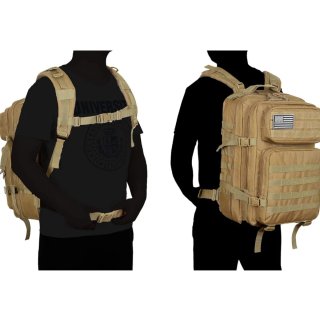 Mochilas Tácticas Militares 45L Beige y Negra
