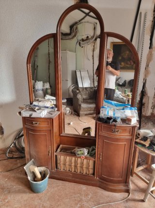 Muebles de cocina de madera y cristal