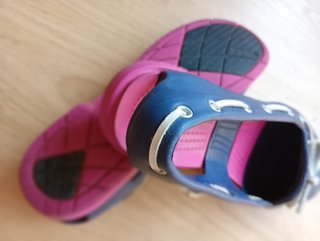 Mocasines Crocs náuticos talla 37 azul y rosa