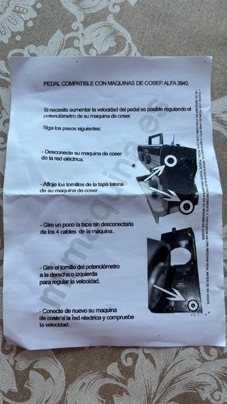 Pedal per macchina da cucire Alfa 3940