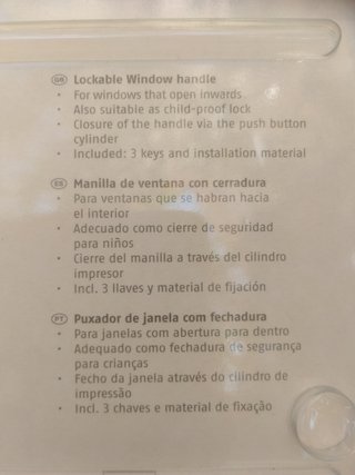 Manilla ventana ABUS con cerradura FG72003