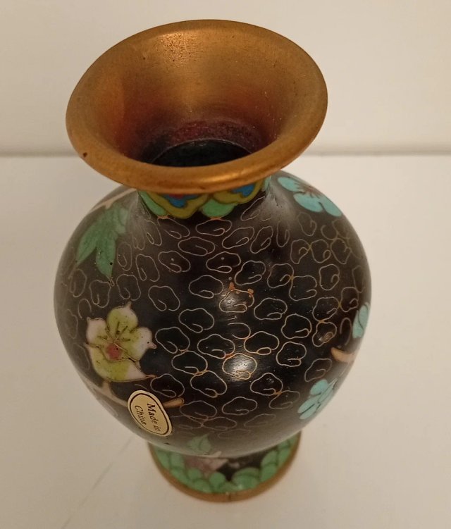 JARRON MINIATURA CLOISONNE CHINO BRONCE