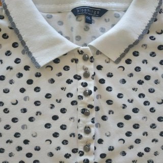 T-shirt donna cotone bianco pois neri