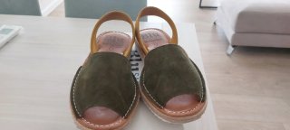Sandalias Menorquinas Blu Sandal Piel Verde y Amar