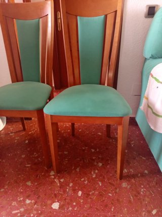 Conjunto 6 Sillas Madera Tapizadas Verde