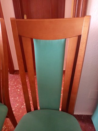 Conjunto 6 Sillas Madera Tapizadas Verde