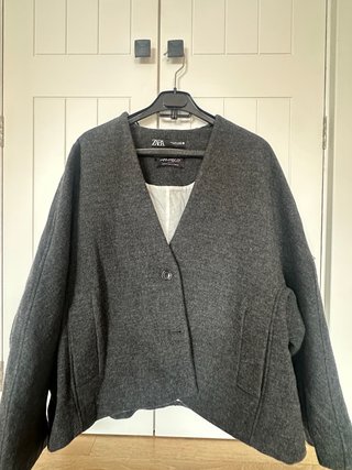 Chaqueta Zara Lana Gris Talla Única