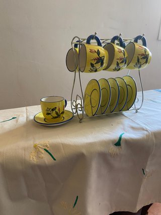 Juego de café de cerámica con soporte