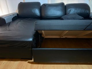 2 Sofás Cama Chaise Longue Grandes Negros