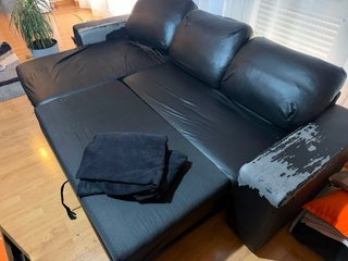 2 Sofás Cama Chaise Longue Grandes Negros
