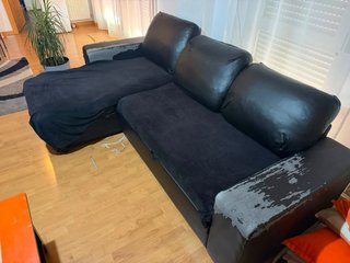 2 Sofás Cama Chaise Longue Grandes Negros