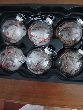 6 Bolas Navidad Cristal Transparente
