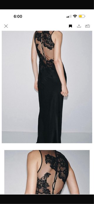Vestido largo de encaje negro