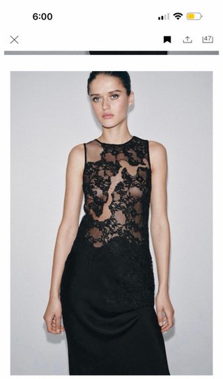 Vestido largo de encaje negro