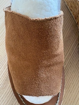 Sandalias Zara Cuña Yute Piel Camel Talla 38