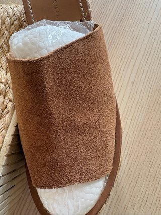 Sandalias Zara Cuña Yute Piel Camel Talla 38