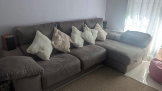 Sofá 3 plazas chaise longue gris