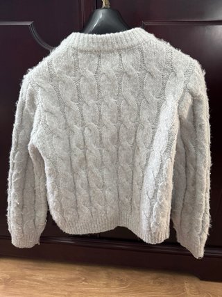 Chaqueta Zara punto trenzado gris XS