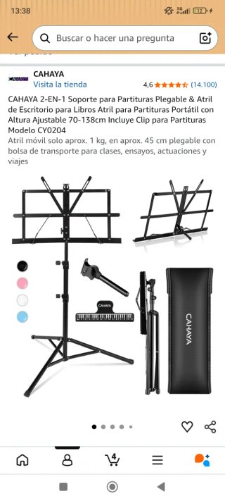 Atril soporte partituras negro como nuevo