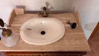 Muebles de baño madera y mármol