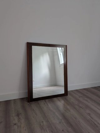 Espejo grande de madera y cristal vintage