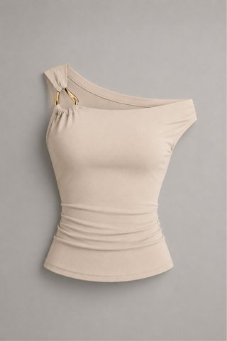 Lote 2 Tops Asimétricos Beige y Marrón