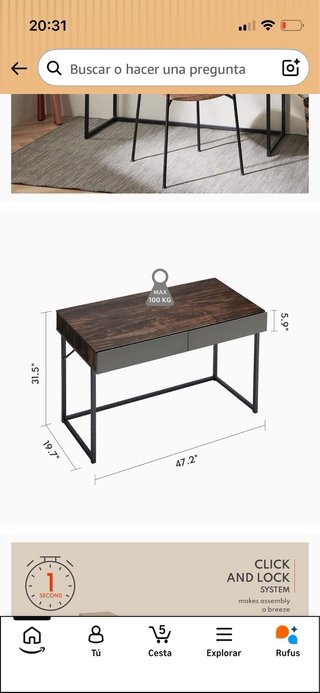 Escritorio estilo industrial madera y metal