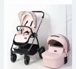 Carrito y capazo rosa