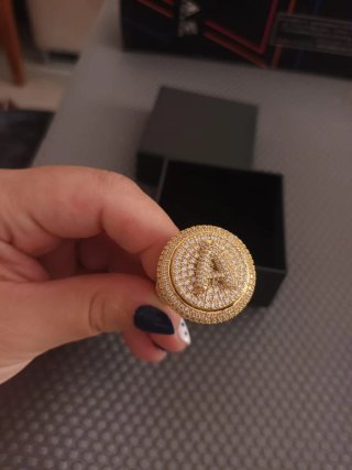 Anillo redondo letra A bañado en oro real moissat