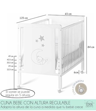 Cuna de bebé blanca con osito