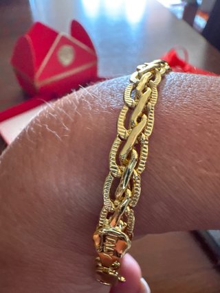 Pulsera baño oro 750 Italy Eslabones entrelazados